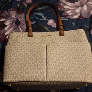 Michael Kors White and Tan Tote Bag